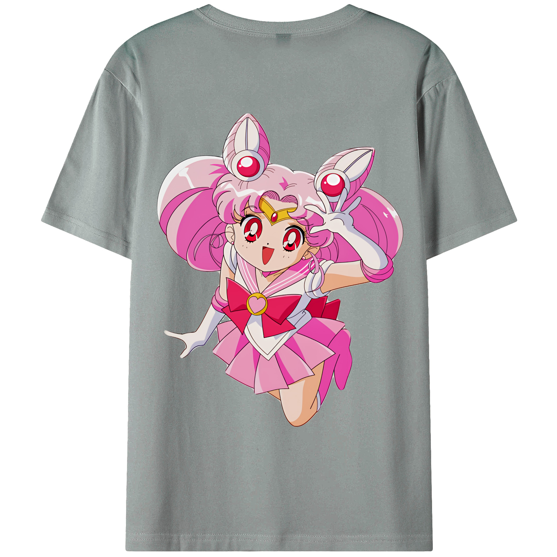 （画像用） 美少女戦士セーラームーン ちびうさ Sailor Moon Chibiusa Tsukino Usagi Small Lady Serenity 綿100％ メンズ半袖Tシャツ（バックプリント） 通気性